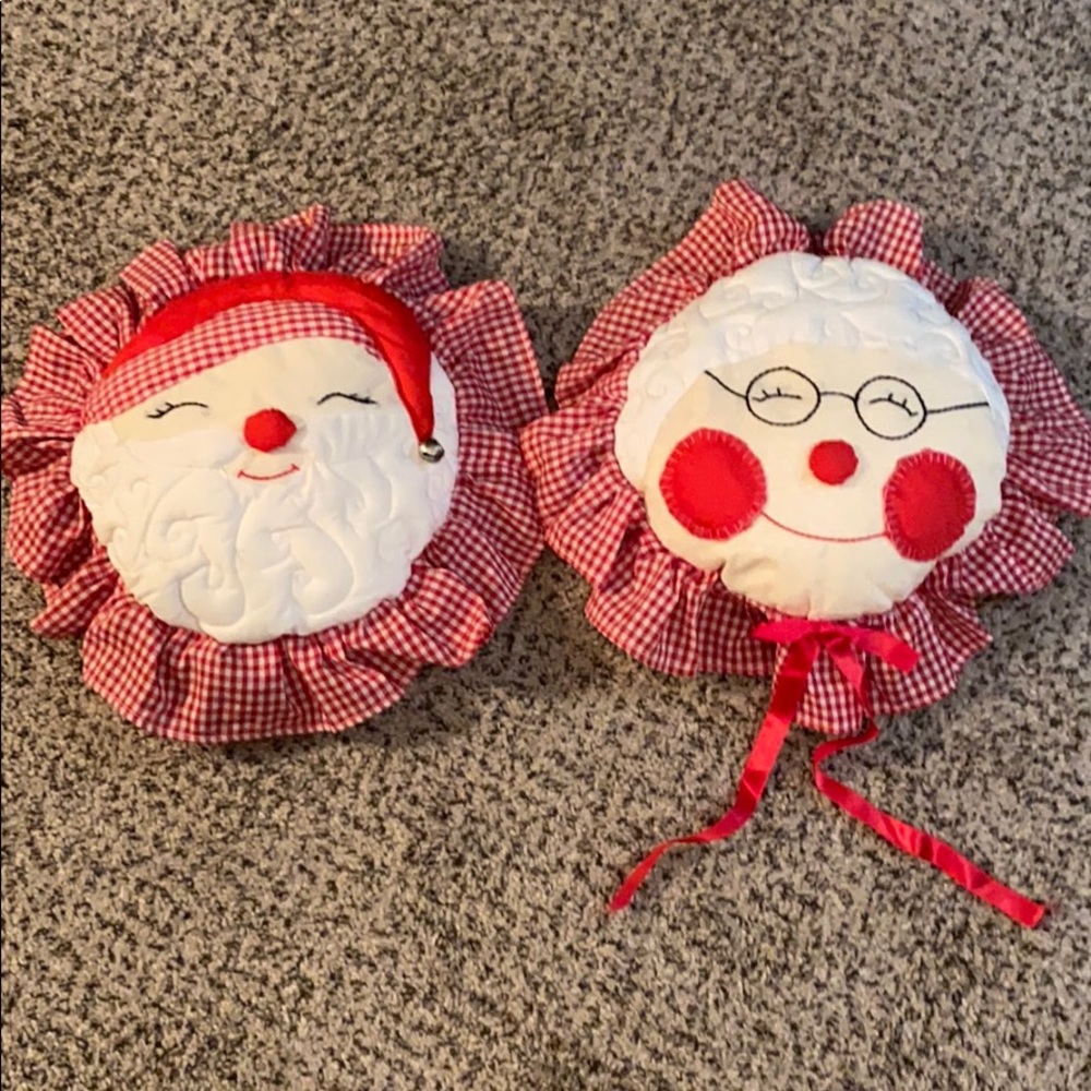 Set of 2 Vintage Handmade Christmas Pillows